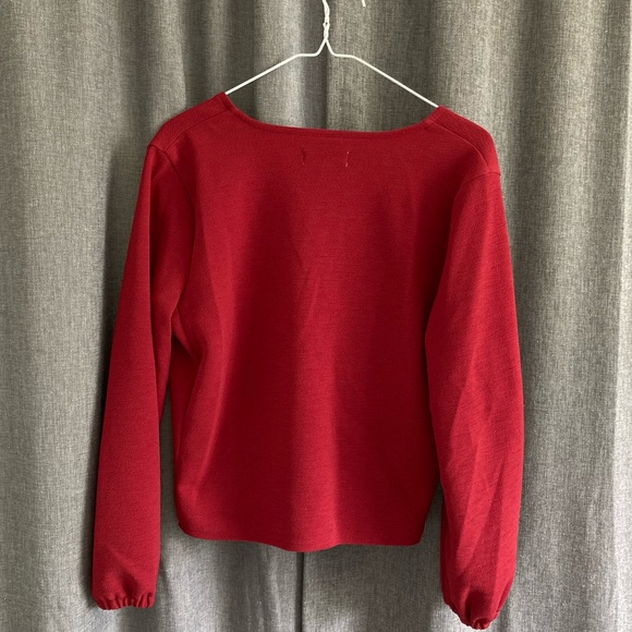 Madewell Texture & Thread Red Crepe Wrap Top - Picture 14 of 14